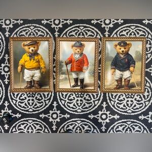 Set of 3 Vintage-Inspired Polo Bear-Style Gallery Art Prints 14x18” each